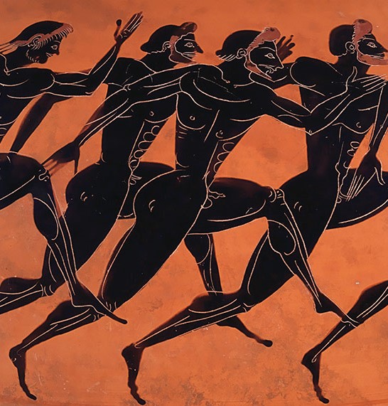 Black-figure vase painting of sprinters in a footrace